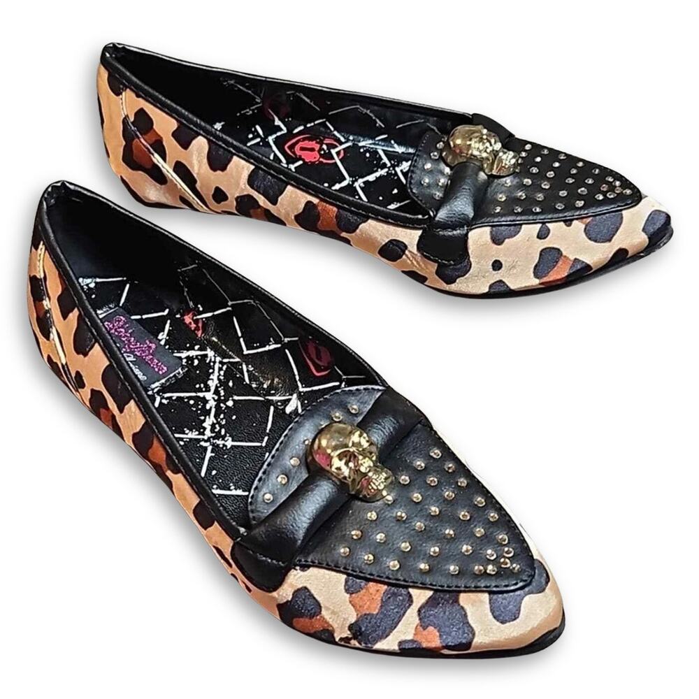 New in Box Abbey Dawn Rebel Yell Punk Flattie Leopard Tan Black Sz 5